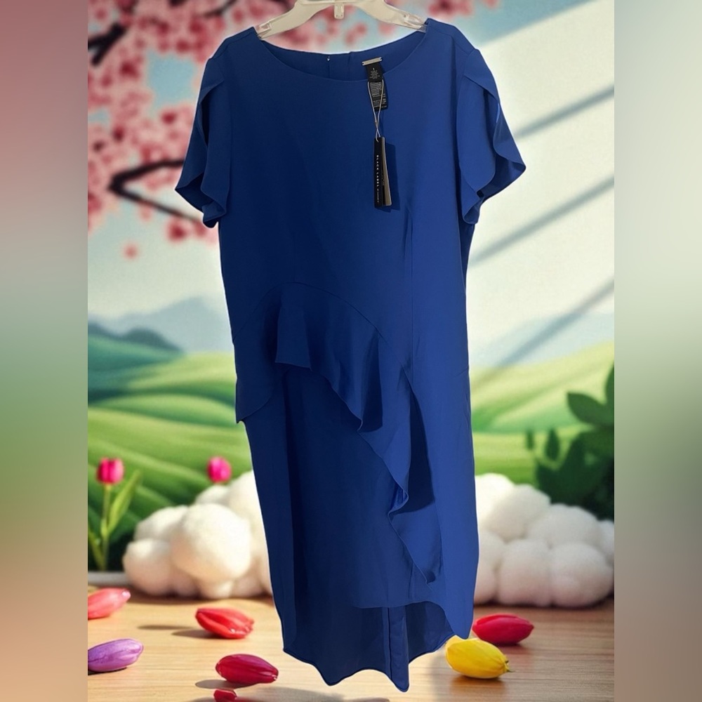 Black Label Asymmetrical Dress in Royal Blue